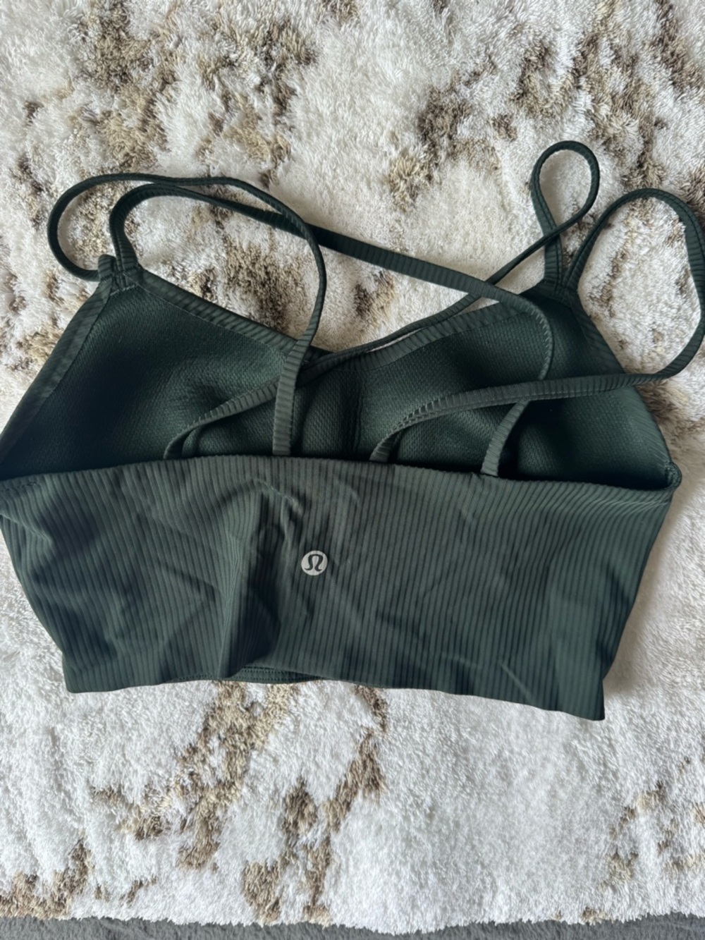 Lululemon hunter Green Ribbed like a cloud Strappy Longline Sports Bra - Picture 3 of 3